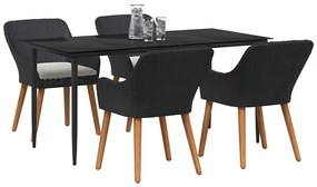 Conjunto de Jantar de Jardim com 5 Peças em Rattan Preto