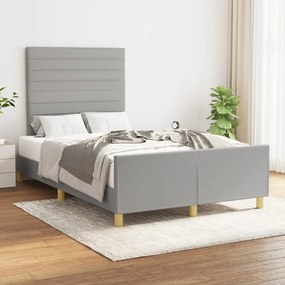 Estrutura de cama sem colchão cinza claro tecido