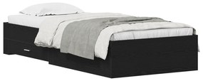 Cama Preto Carvalho 100x200 cm Madeira de engenharia