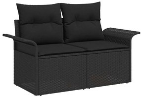 Conjunto de Sofá de Jardim vidaXL 11 Peças com Almofadas Preto Vime Po