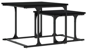 Mesa de centro de encastrar 2 pcs derivados de madeira preto