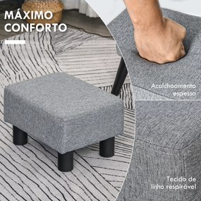 Apoio para os Pés de Sala de Estar Banco Retangular com Estrutura de Madeira para Sala de Estar 40x30x24 cm Cinzento