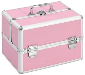 91830 vidaXL Caixa de maquilhagem 22x30x21 cm alumínio rosa