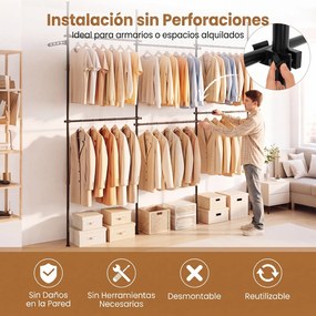 Cabide de Pé 210-369 x 110-315 cm, 33 Posições de Regulação, Preto