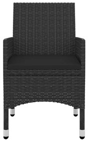 5 pcs conjunto de jantar p/ jardim c/almofadões vime PE e vidro