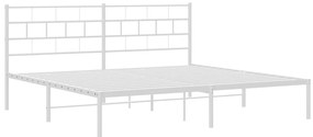 Estrutura de cama com cabeceira 200x200 cm metal branco