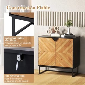 Armario de arrumação com portas com pernas de metal para sala de estar Sala de jantar 80 x 40 x 80 cm Preto