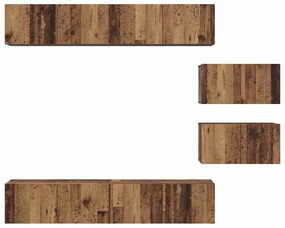 Conjunto de Estantes para TV 6 pcs Madeira antiga Médio