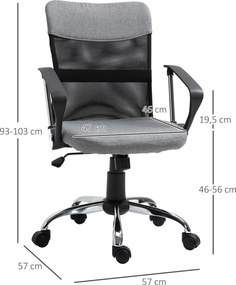 Cadeira ergonômica giratória de escritório com assento ajustável em al
