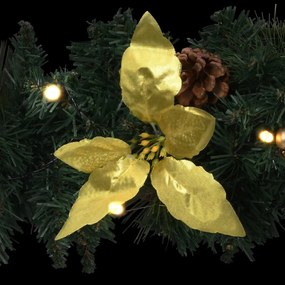 Grinalda de Natal com luzes LED 60 cm PVC verde