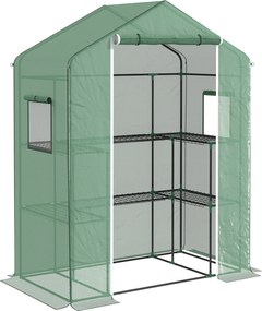 Outsunny Estufa de Jardim com 1 Porta 2 Janelas e Prateleiras de 2 Níveis em Forma de U para Cultivo de Plantas 140x73x190 cm Verde | Aosom Portugal