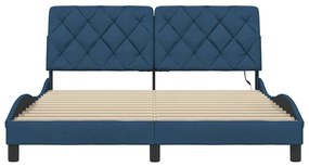 Estrutura de cama com LED sem colchão 160x200 cm tecido azul