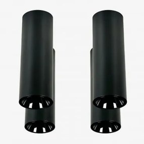 Pack De 4 Apliques De Teto Led De Superfície Redondos Ø5,7 Cm Para Exterior Em Alumínio Luisiana Preto & Branco 3000k & 8 W & 23º - Sklum