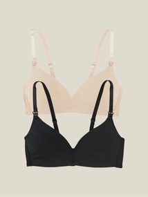 Lote de 2 soutiens especial amamentação, em microfibra bege claro liso