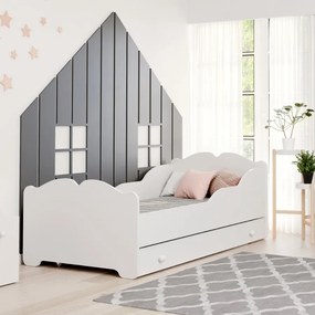 Cama infantil ANNA branca com gaveta 140x70 - colchão e estrado incluído