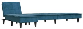 Sofá-cama em forma de L 255x140x70 cm veludo azul