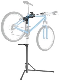 HOMCOM Suporte para Reparação de Bicicleta Dobrável com Bandeja Magnética Altura Ajustável 107-160 cm e Giratório 360º Preto