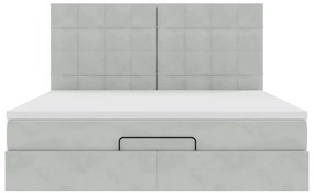 Estrutura cama otomana colchões 180x200cm veludo cinzento claro