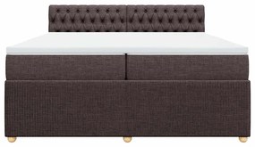 Cama com molas/colchão 200x200 cm tecido castanho-escuro