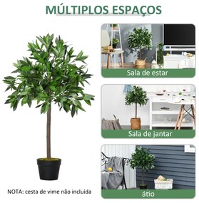 2 plantas artificiais de 90 cm de altura árvore de Laurel com vaso para sala de estar exterior Verde