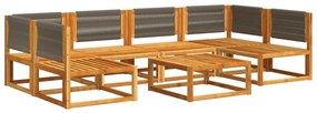 7 pcs conjunto sofás jardim c/almofadões madeira maciça acácia
