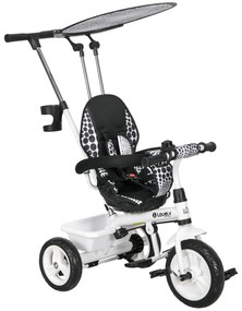 HOMCOM Triciclo Bebê 2 em 1 Evolutivo +12 Meses Toldo Dobrável Guiador Telescópico Segurança Branco | Aosom Portugal
