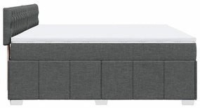 Cama com molas/colchão 200x200 cm tecido cinzento-escuro