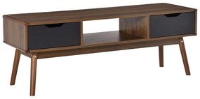 Suporte de TV para TV de 50 "com 2 gavetas e compartimento aberto Estilo Moderno 122x39x46 cm Marrom