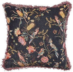 Conjunto de 2 almofadas decorativas padrão floral em veludo preto e rosa 45 x 45 cm MORUS Beliani