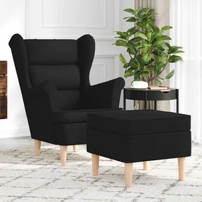 vidaXL Poltrona com apoio de pés tecido preto
