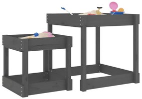 vidaXL Mesas de areia 2 pcs madeira de pinho maciça cinzento