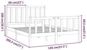 Cama sem colchão 140x190 cm madeira de pinho maciça branco