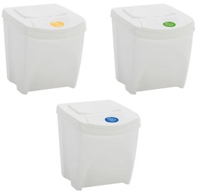 Caixotes do lixo empilháveis 3 pcs 75 L polipropileno branco