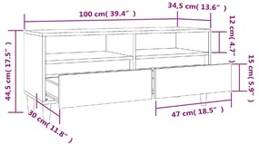Móvel p/ TV 100x34,5x44,5 cm derivados madeira branco brilhante