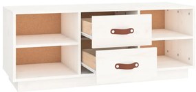 Móvel de TV 100x34x40 cm madeira de pinho maciça branco