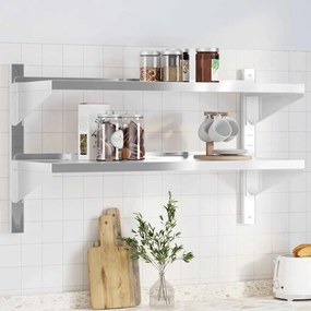 vidaXL Estante parede 2 prateleiras 100x40x60 cm aço inoxidável prata