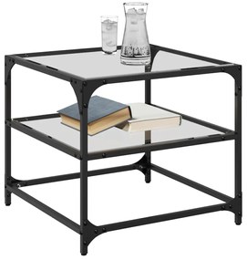 Mesas de centro c/ topo vidro transparente 2 pcs 50x50x45cm aço