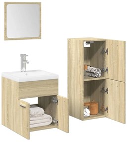 vidaXL 3 pcs conj. móveis casa banho derivados madeira carvalho sonoma