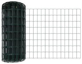 Cerca Euro com 13 Posts 0.4x25 m Aço Galvanizado Verde