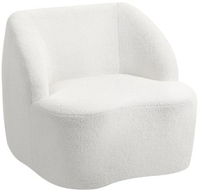 HOMCOM Poltrona Moderna Estofada em Borreguito Poltrona de Leitura Curvo com Almofadado Grosso 81x82x73,5 cm Creme