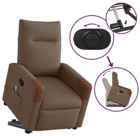 Poltrona reclinável massagens tecido castanho