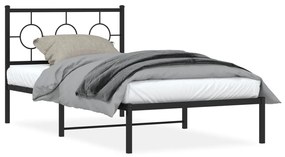 vidaXL Estrutura de cama com cabeceira 100x200 cm metal preto
