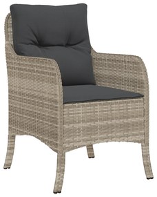 Conjunto de Jantar de Jardim com Almofadas Cinza-claro Rattan Poliéste