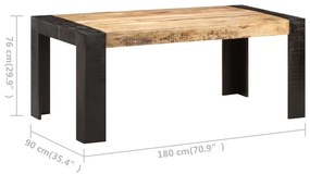 Mesa de jantar 180x90x76 cm madeira de mangueira maciça