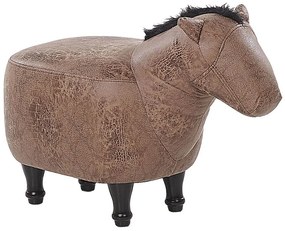 Tamborete animal em pele sintética castanha HORSE Beliani