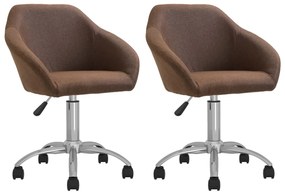 vidaXL Cadeiras de jantar giratórias 2 pcs tecido castanho
