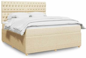 vidaXL Cama com molas/colchão 180x200 cm tecido cor creme