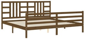Estrutura cama c/ cabeceira 200x200cm maciço castanho-mel