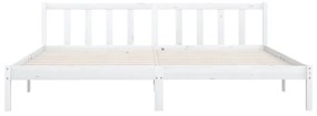 Estrutura de Cama Jane em Madeira de Pinho - 200x200 cm - Branco - Des