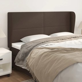 vidaXL Cabeceira cama c/ abas couro artif. 163x23x118/128 cm castanho